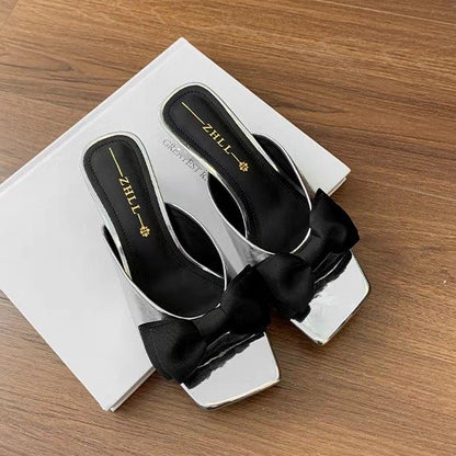 Butterfly Bow One-piece Slippers For Women's Summer Fashion High Heels And Cool Slippers