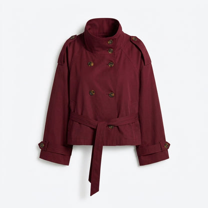 Trench Court Femme - Veste Croisée à Ceinture